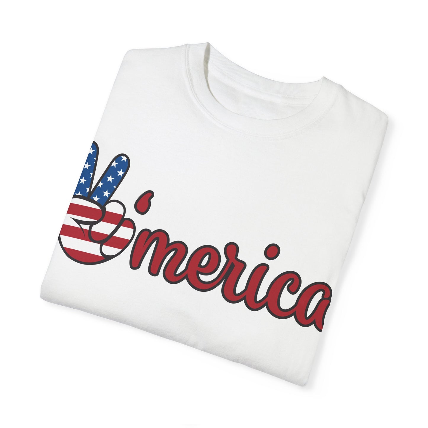 Unisex Garment-Dyed Peaceful America T-Shirt | Patriotic Summer Style