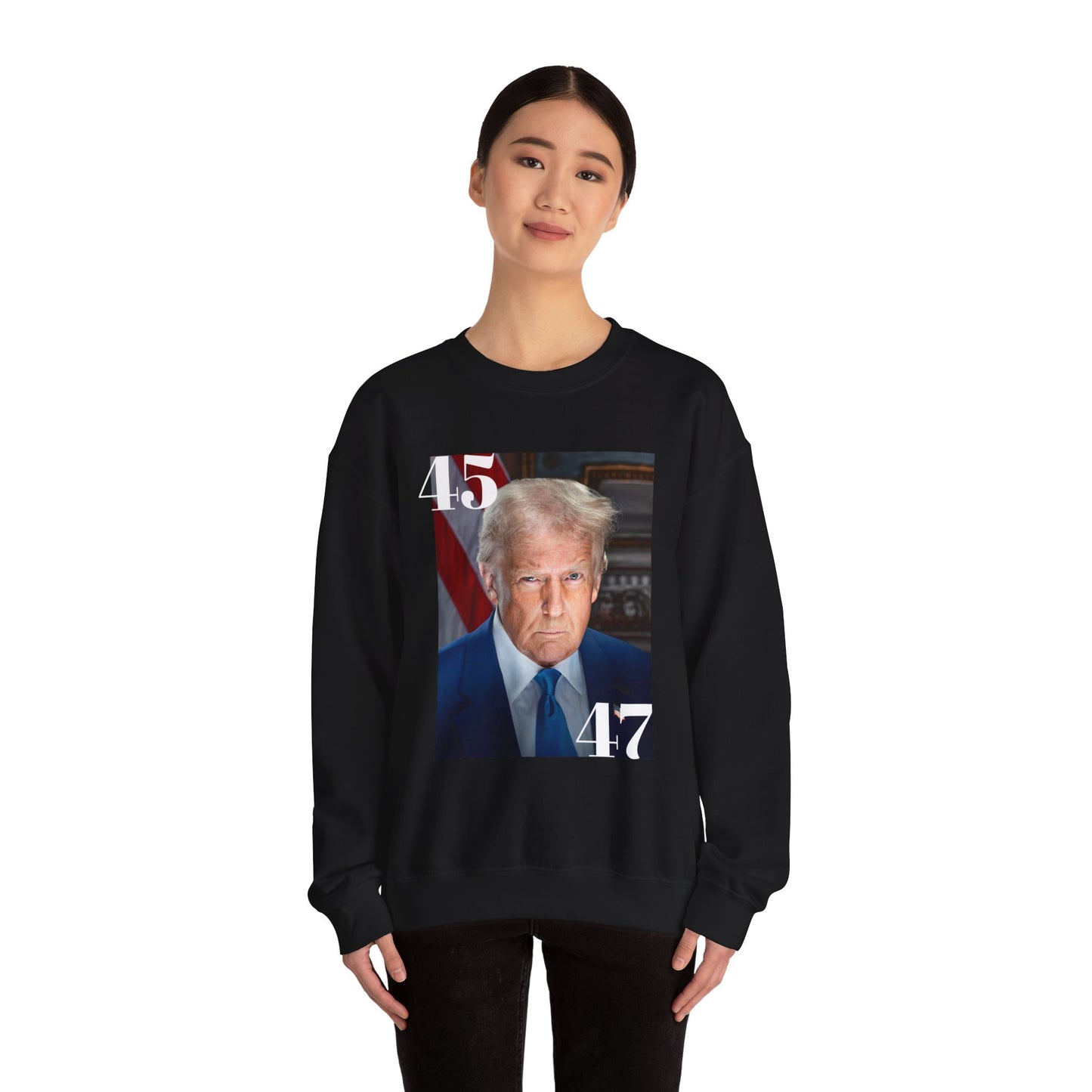 Political Statement Crewneck Sweatshirt - 45 & 47 Design