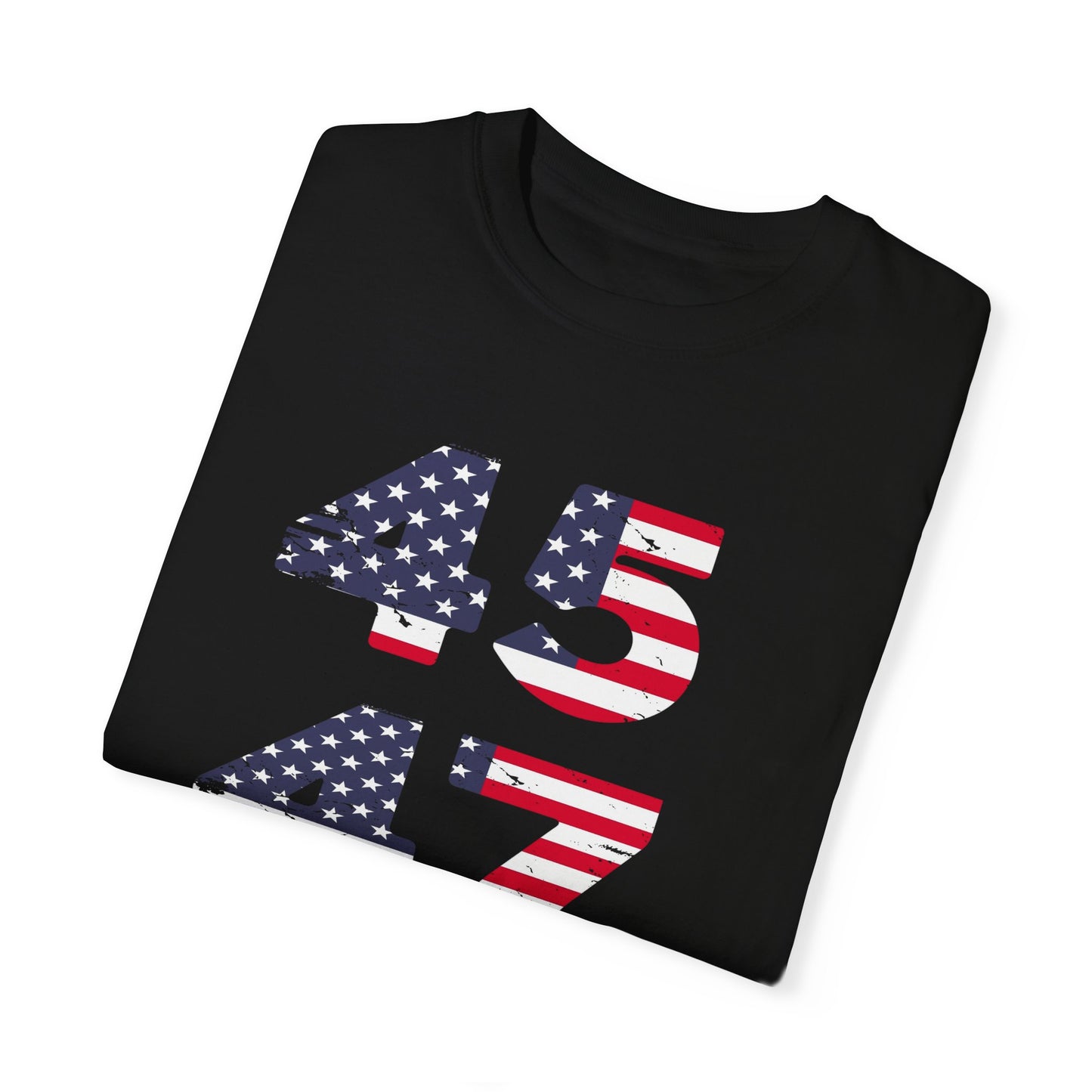 Patriotic Unisex Garment-Dyed T-Shirt with American Flag 45/47 Design