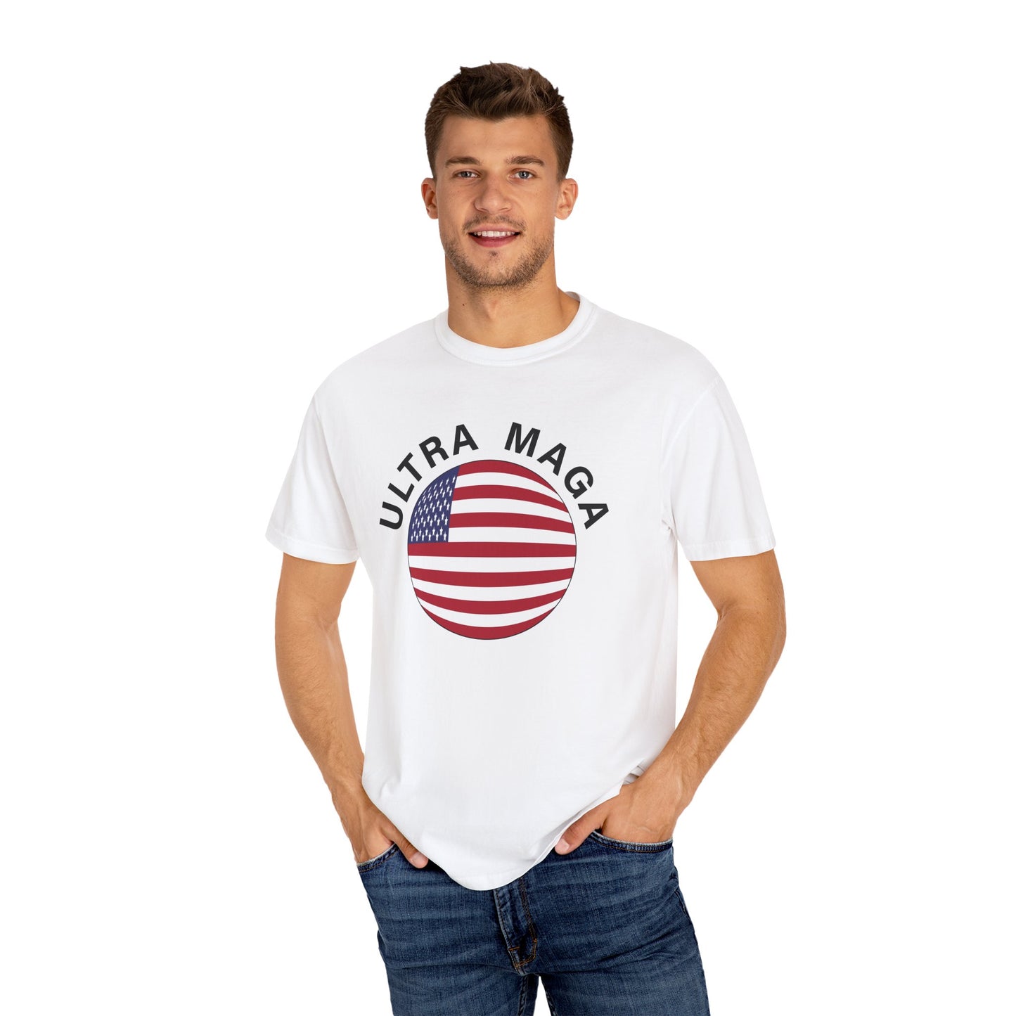 Unisex Garment-Dyed T-Shirt - 'Ultra Maga' American Flag Design