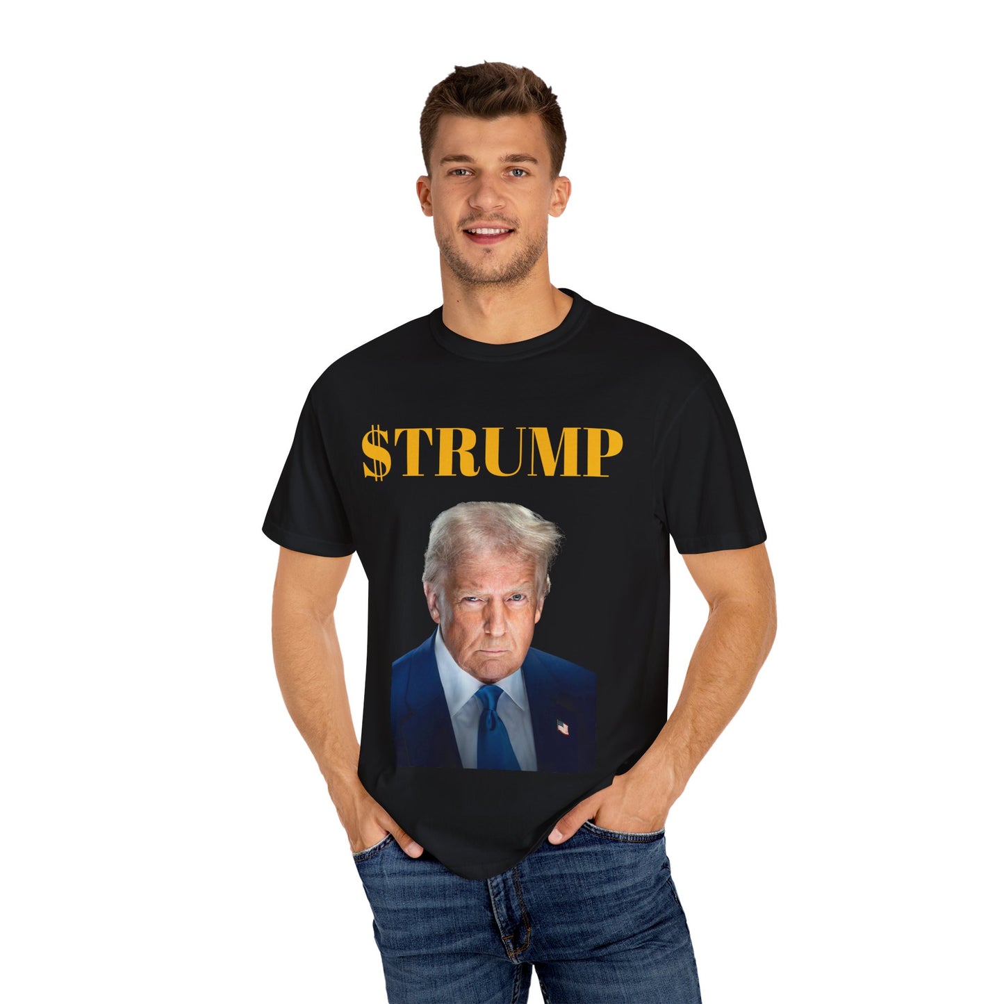 Unisex Garment-Dyed T-Shirt with $TRUMP Design - Statement Tee for Political Enthusiasts